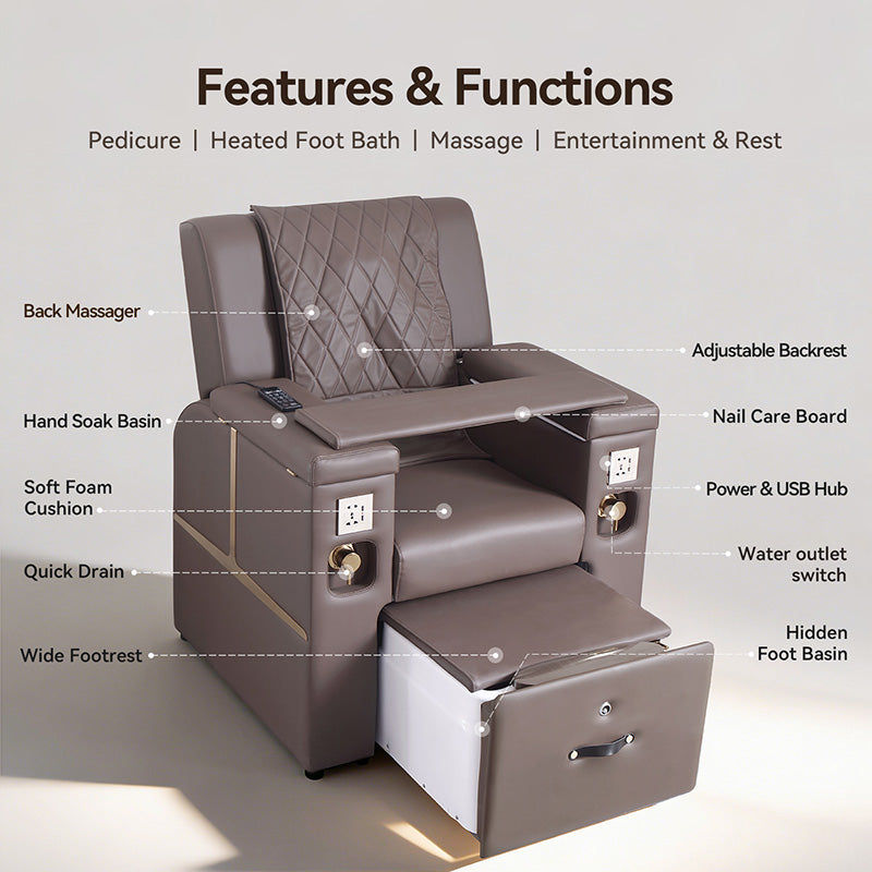 Reclining Pedicure Spa Chair with Foot Bath ZY14