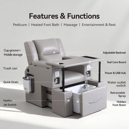 Reclining Pedicure Spa Chair with Foot Bath ZY11